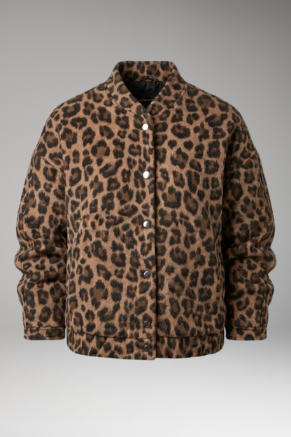 Women's Bomber Jacket Gathered Sleeves Front Zip - 
Fashinoza