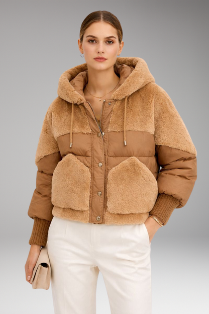 Women's Hooded Bomber Jacket Zipper Closure