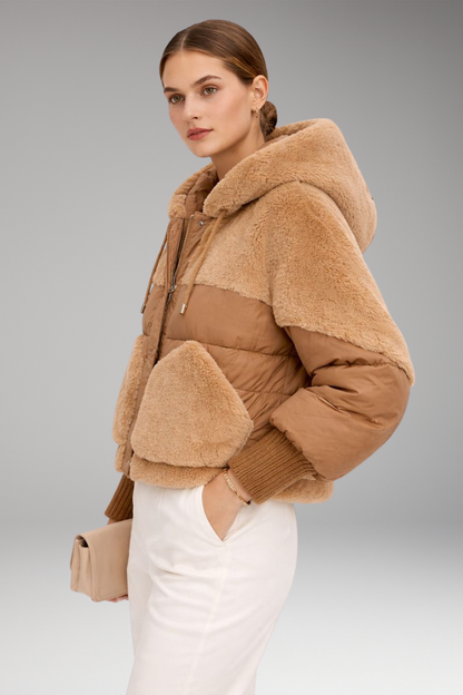 Women's Hooded Bomber Jacket Zipper Closure