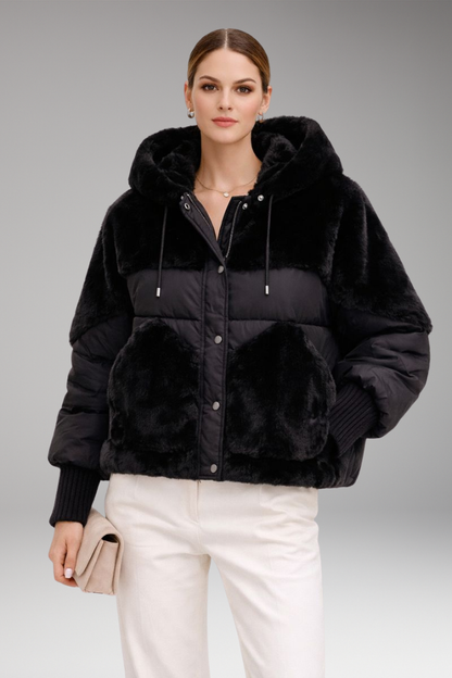 Women's Hooded Bomber Jacket Zipper Closure