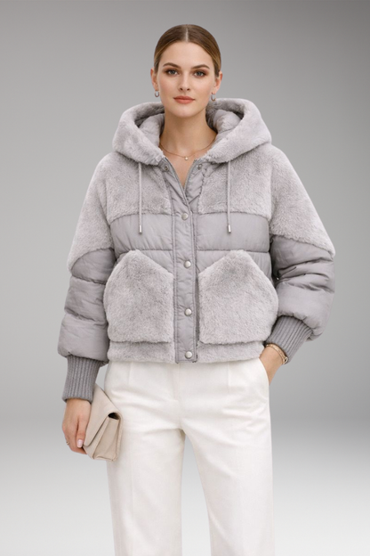 Women's Hooded Bomber Jacket Zipper Closure