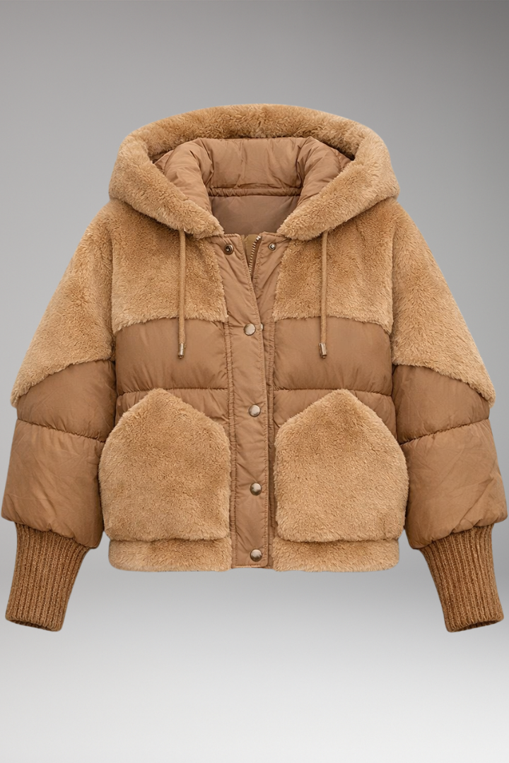 Women's Hooded Bomber Jacket Zipper Closure - 
Fashinoza