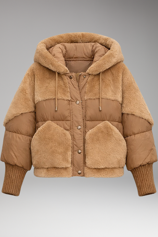 Women's Hooded Bomber Jacket Zipper Closure - 
Fashinoza