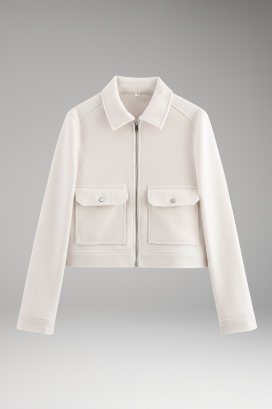Women's Bomber Jacket Zipper Closure Patch Pockets - 
Fashinoza