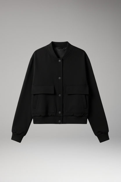 Women's Bomber Jacket Blend With Pockets - 
Fashinoza