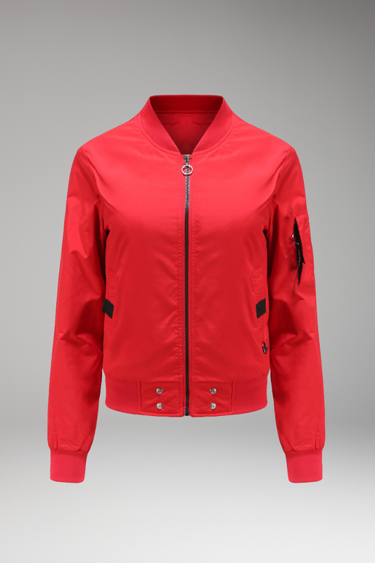 Women's Bomber Jacket With Side Pockets - 
Fashinoza