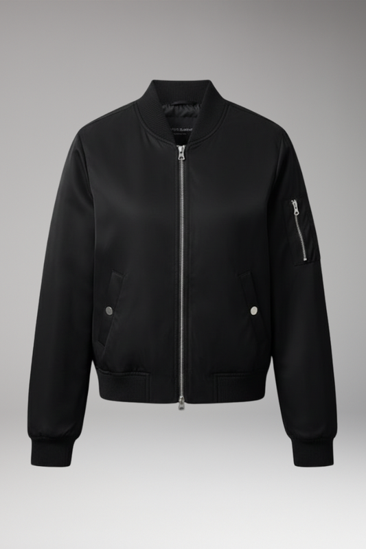 Women's Bomber Jacket Stand-Up Collar Practical Pockets - 
Fashinoza