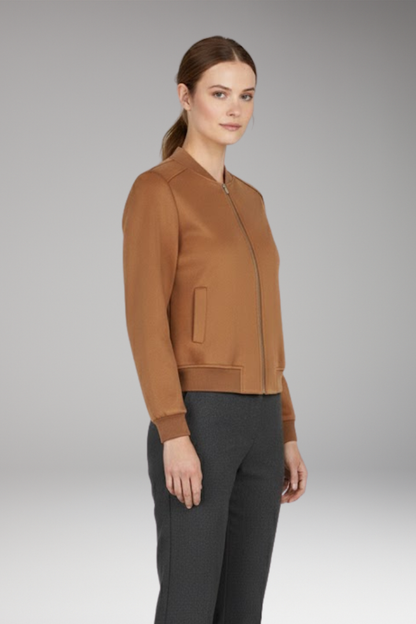 Women's Bomber Jacket Zip Closure Ribbed