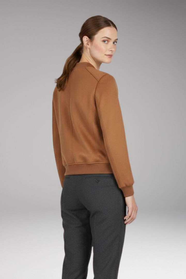 Women's Bomber Jacket Zip Closure Ribbed
