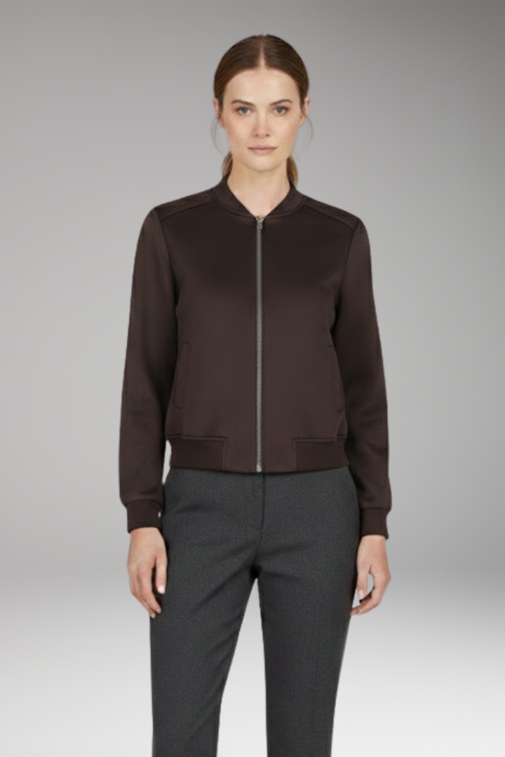 Women's Bomber Jacket Zip Closure Ribbed