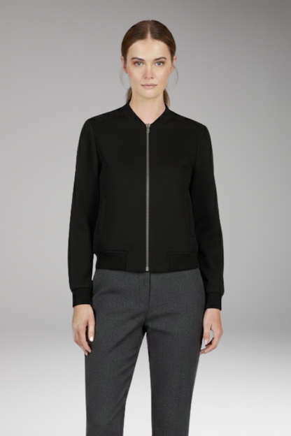 Women's Bomber Jacket Zip Closure Ribbed
