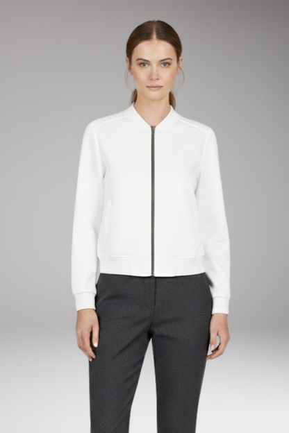 Women's Bomber Jacket Zip Closure Ribbed