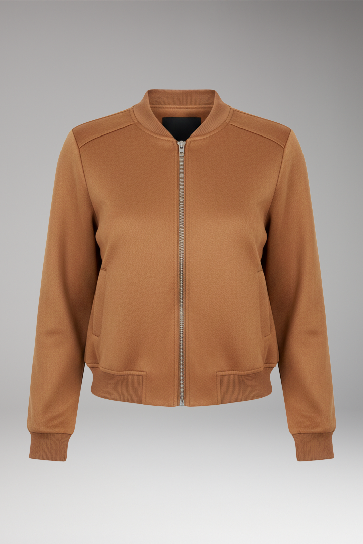 Women's Bomber Jacket Zip Closure Ribbed - 
Fashinoza