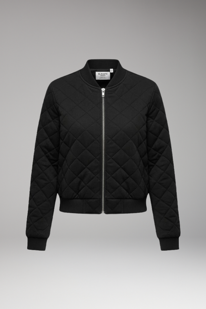Women's Zipper Bomber Jacket Ribbed Details - 
Fashinoza