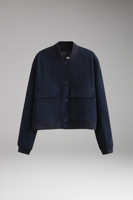 Women's Zipper Bomber Jacket Ribbed Waist - 
Fashinoza