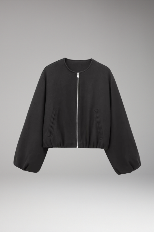Women's Zipper Bomber Jacket Elastic Fit - 
Fashinoza