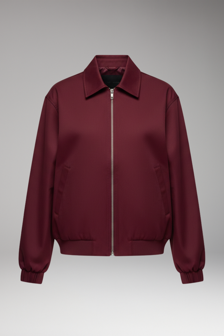 Women's Zipper Bomber Jacket with Side Pockets - 
Fashinoza