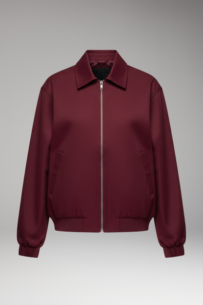 Women's Zipper Bomber Jacket with Side Pockets - 
Fashinoza