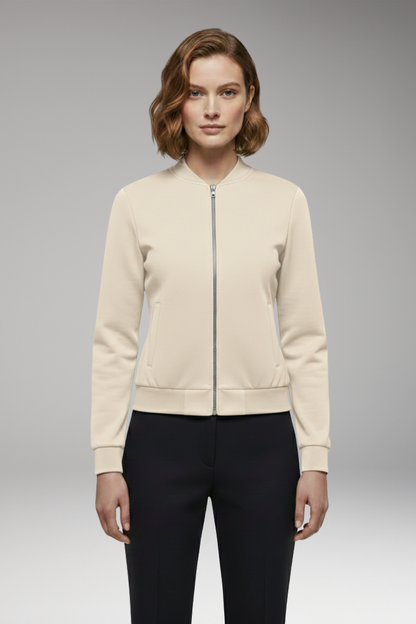 Women's Slim Fit Bomber Jacket Zipper Black