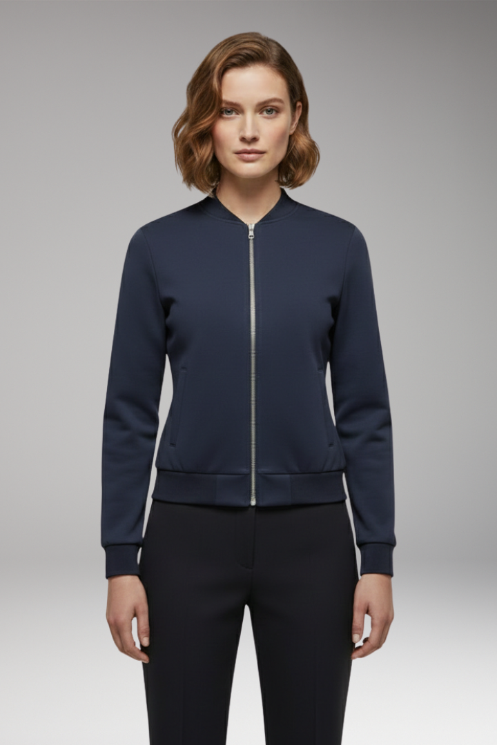 Women's Slim Fit Bomber Jacket Zipper Black