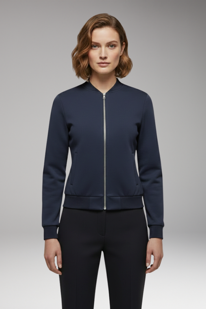 Women's Slim Fit Bomber Jacket Zipper Black
