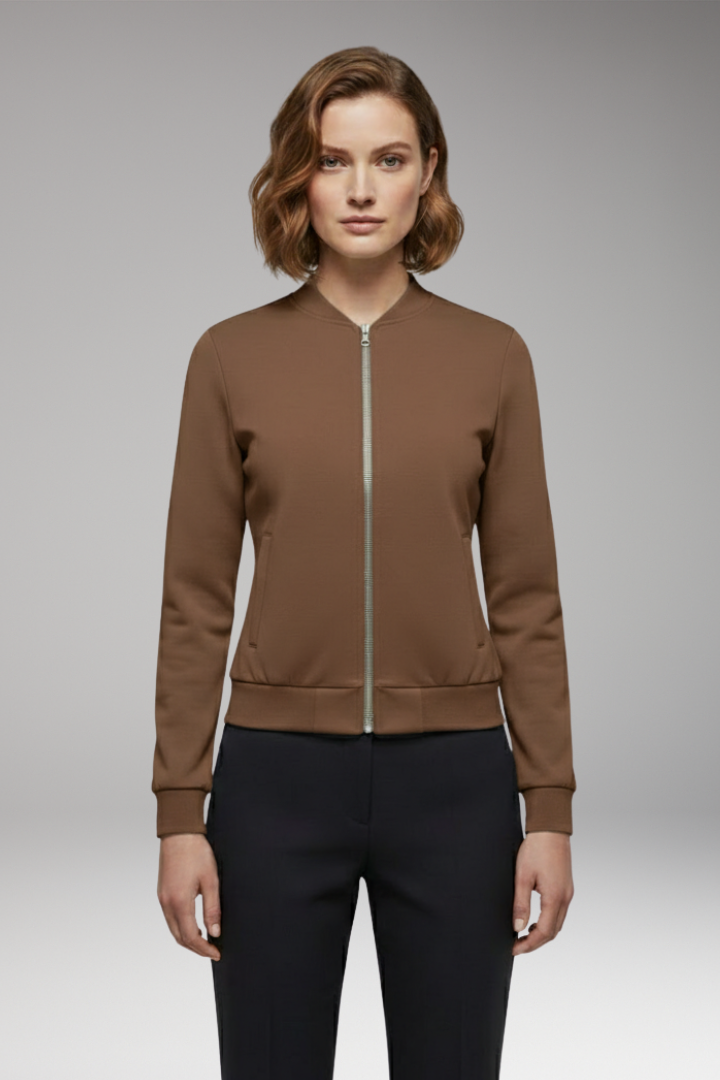 Women's Slim Fit Bomber Jacket Zipper Black