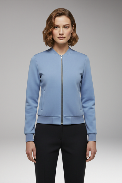 Women's Slim Fit Bomber Jacket Zipper Black