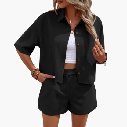 Women's Two-Piece Summer Shorts Set Cotton - Fashinoza