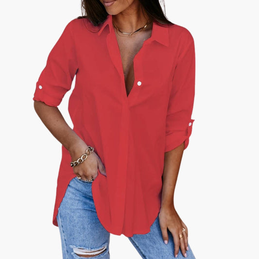 Women's Button Up Collar Shirt - Fashinoza