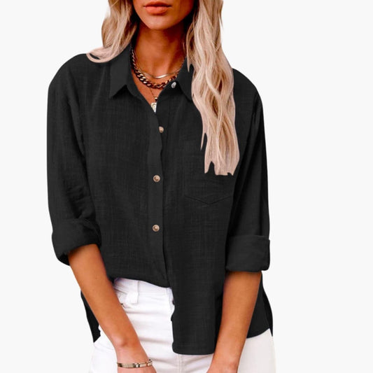 Women's Classic Short Sleeve Blouse Woven White - Fashinoza