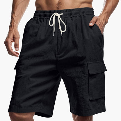 Men's Elastic Waist Cargo Shorts With Pockets