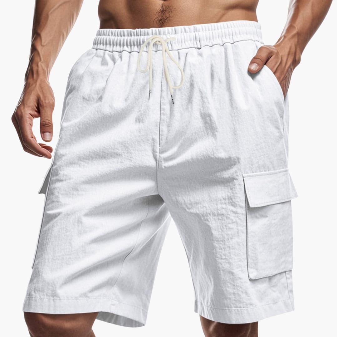 Men's Elastic Waist Cargo Shorts With Pockets - Fashinoza