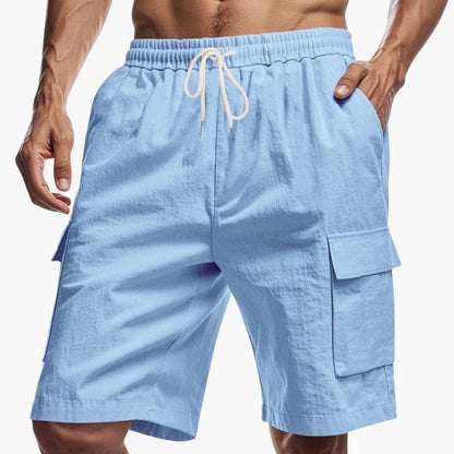 Men's Elastic Waist Cargo Shorts With Pockets