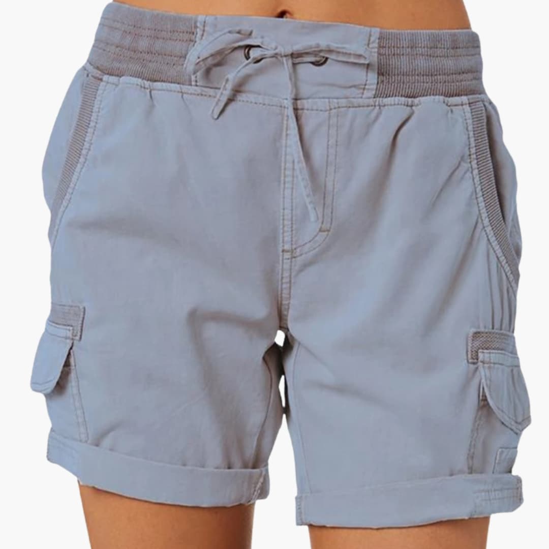 Women's Cargo Shorts Drawstring Waist Multi-Pocket Beige