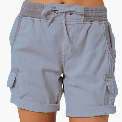 Women's Cargo Shorts Drawstring Waist Multi-Pocket Beige