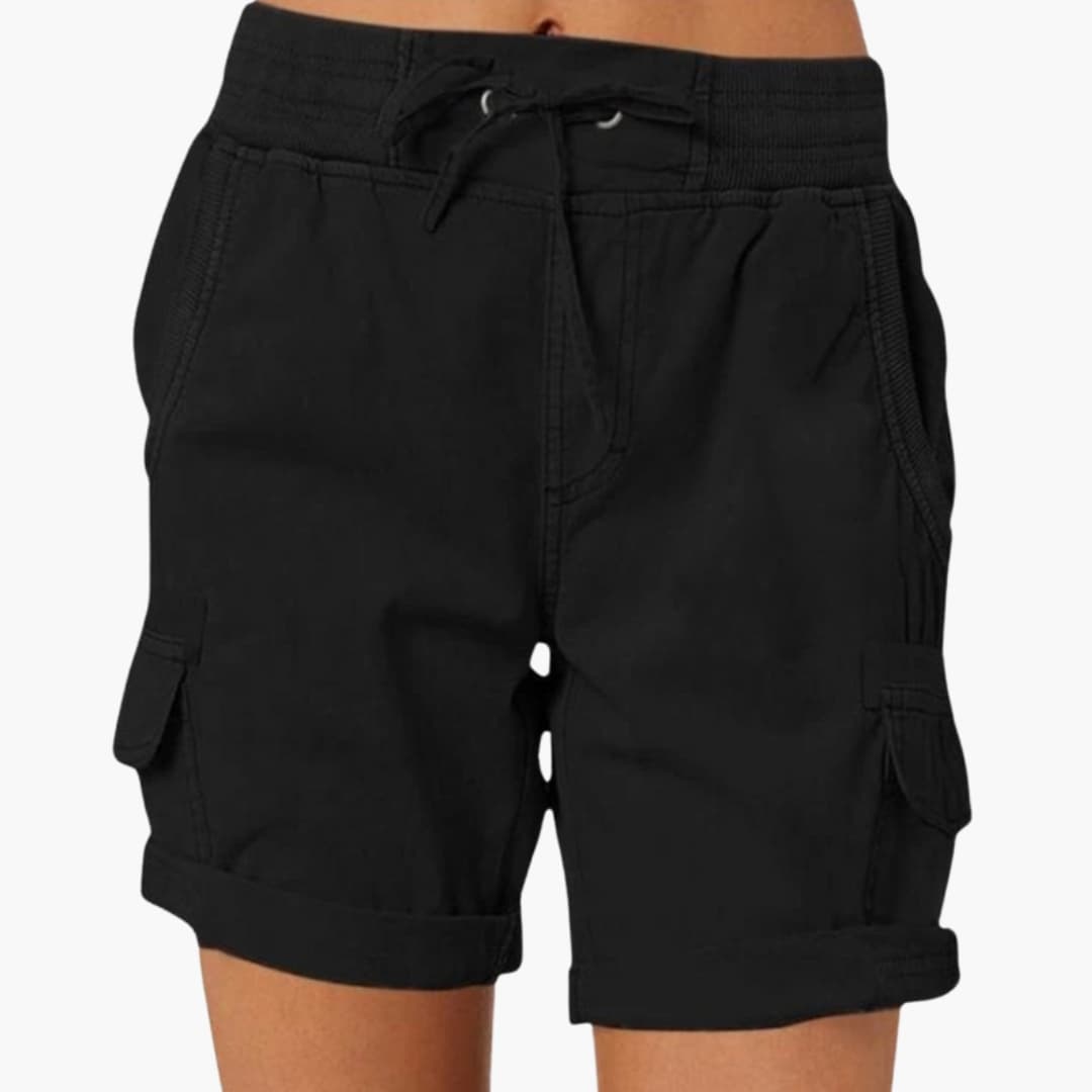 Women's Cargo Shorts Drawstring Waist Multi-Pocket Beige