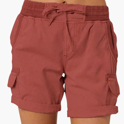 Women's Cargo Shorts Drawstring Waist Multi-Pocket Beige