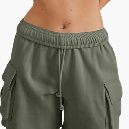 Women's Cargo Shorts Elastic Waist Utility Pockets