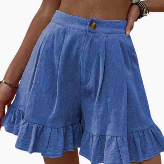 Women's Elastic Waist Cotton Wide Leg Shorts - Fashinoza