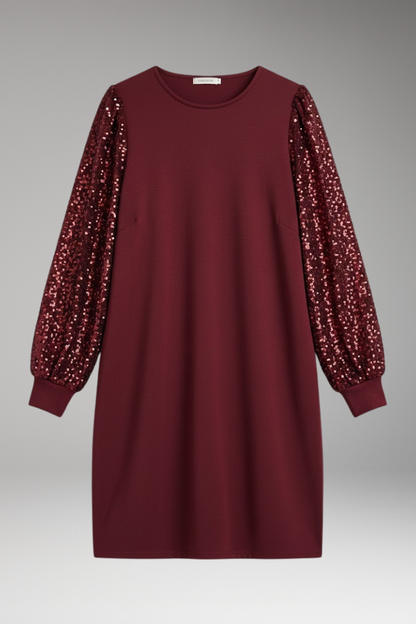 Women's Casual Dress Glitter Sleeves Relaxed Fit - 
Fashinoza