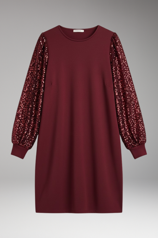 Women's Casual Dress Glitter Sleeves Relaxed Fit - 
Fashinoza