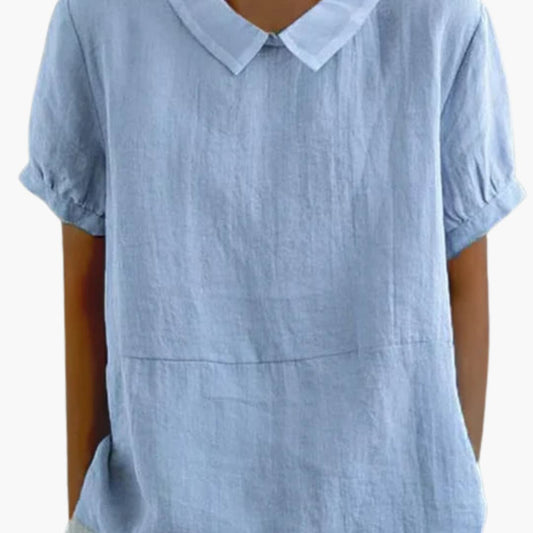 Women's Cotton Short Sleeve Blouse - Fashinoza