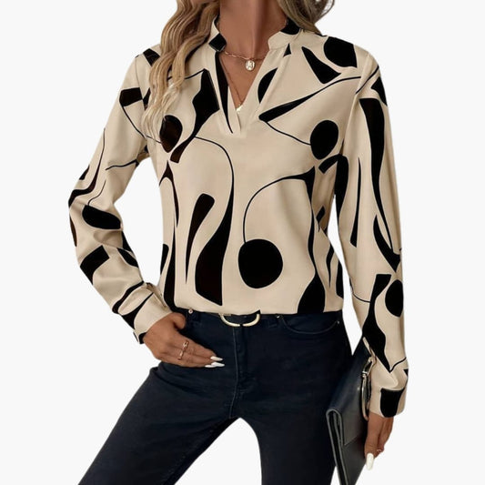 Women's Long Sleeve Button-Down Shirt Cotton White - Fashinoza