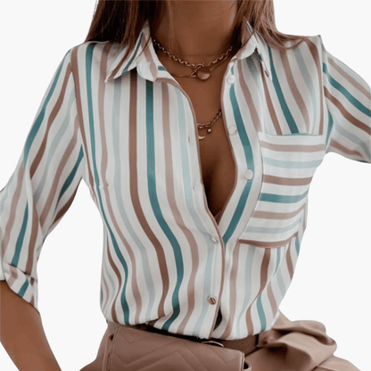 Women's Classic Long Sleeve Crew Neck Blouse Cotton Plain White