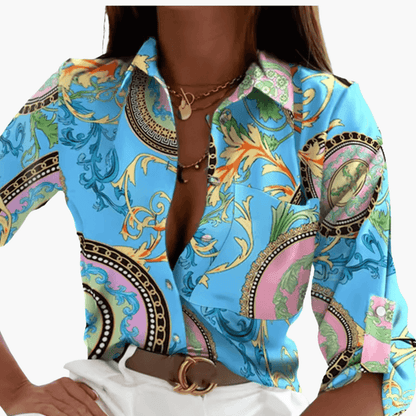 Women's Classic Long Sleeve Crew Neck Blouse Cotton Plain White