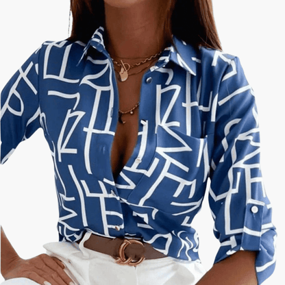 Women's Classic Long Sleeve Crew Neck Blouse Cotton Plain White