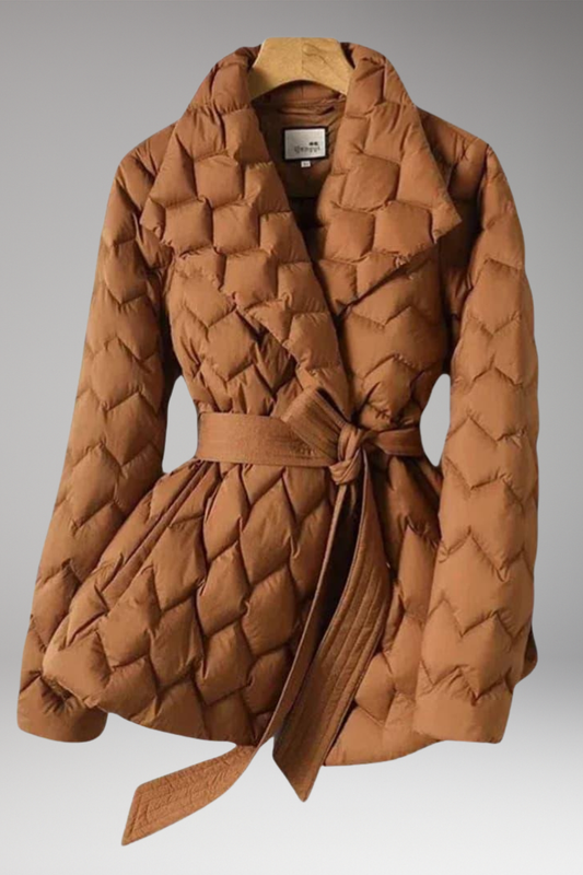 Women's Quilted Belted Coat - 
Fashinoza