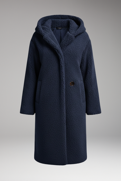Women's Hooded Coat Button Front Closure - 
Fashinoza