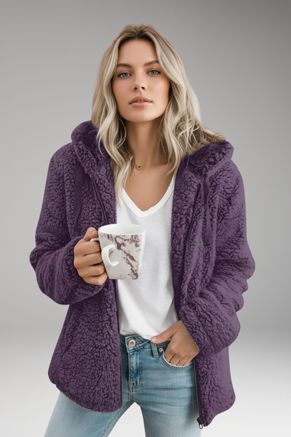 Women's Hooded Coat Textured Surface