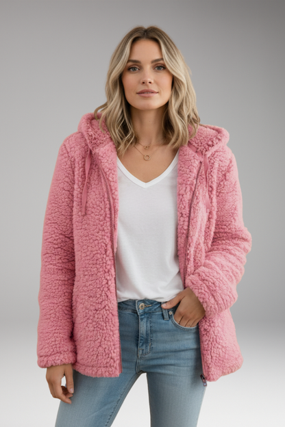 Women's Hooded Coat Textured Surface